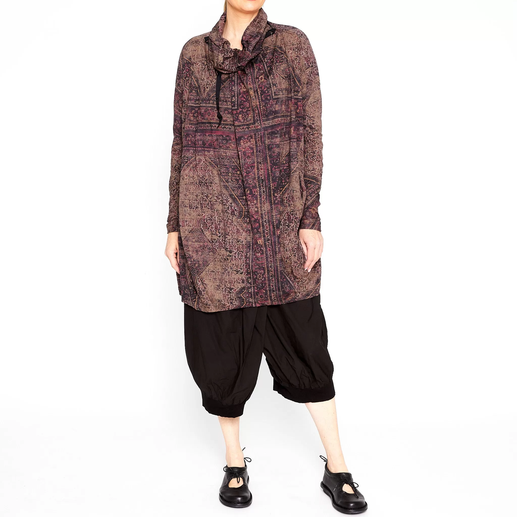 DIP-258-0901 Tie Neck Tunic in Lava