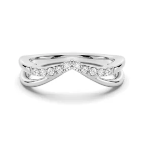 Double Row Curved Crossover Contour Wedding Band