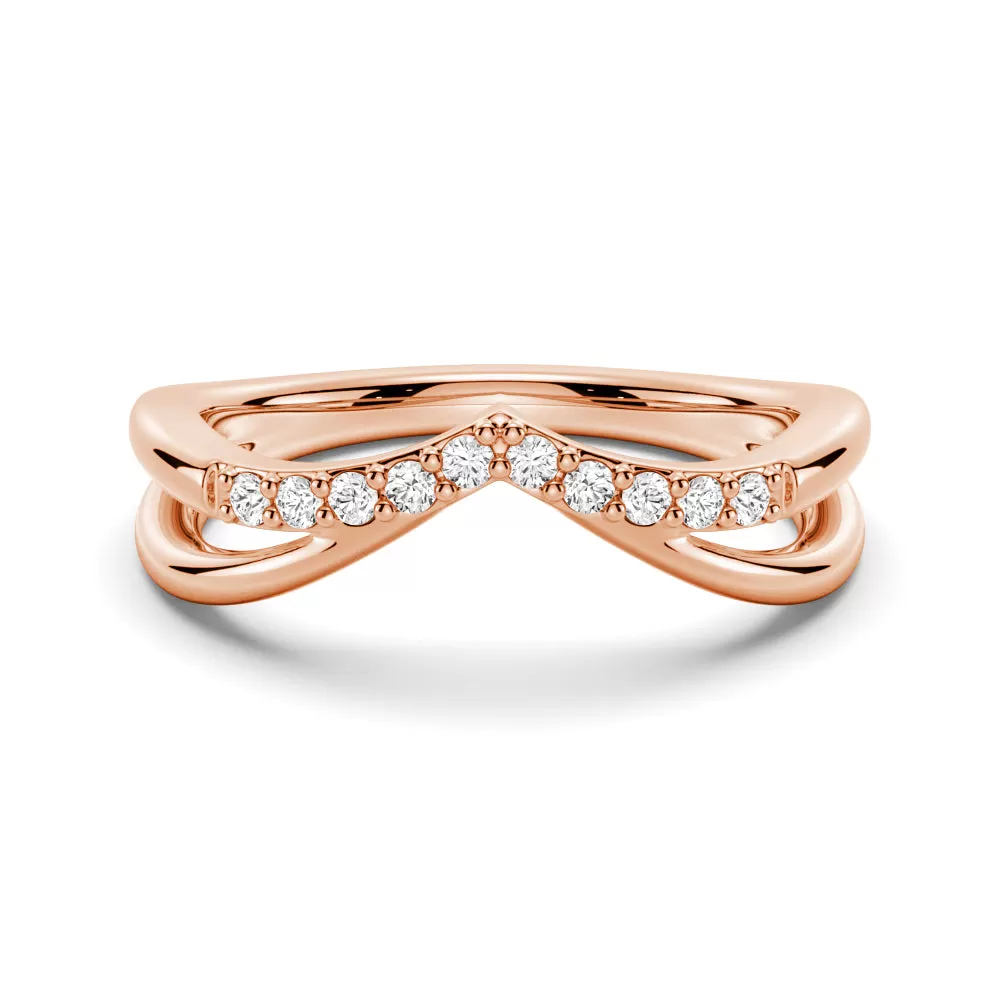 Double Row Curved Crossover Contour Wedding Band