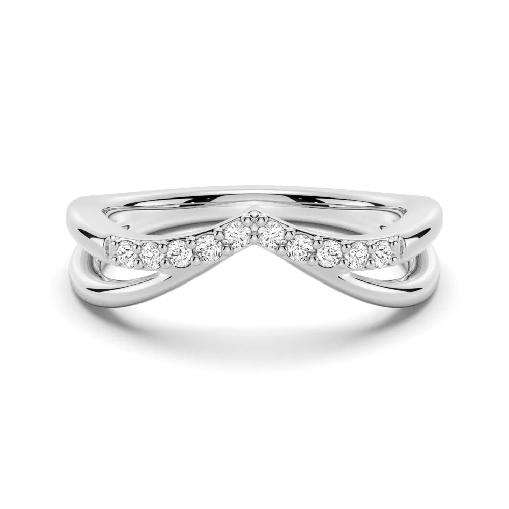 Double Row Curved Crossover Contour Wedding Band