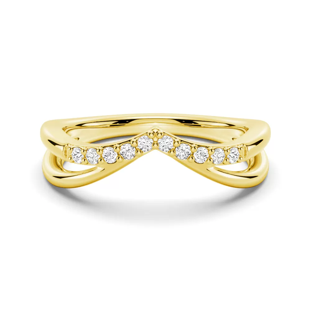 Double Row Curved Crossover Contour Wedding Band