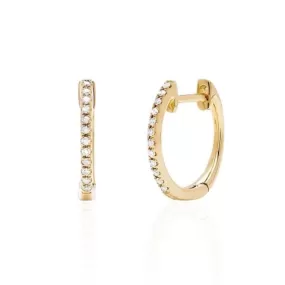 EF Collection - Diamond Mini Huggie Earrings, Yellow Gold