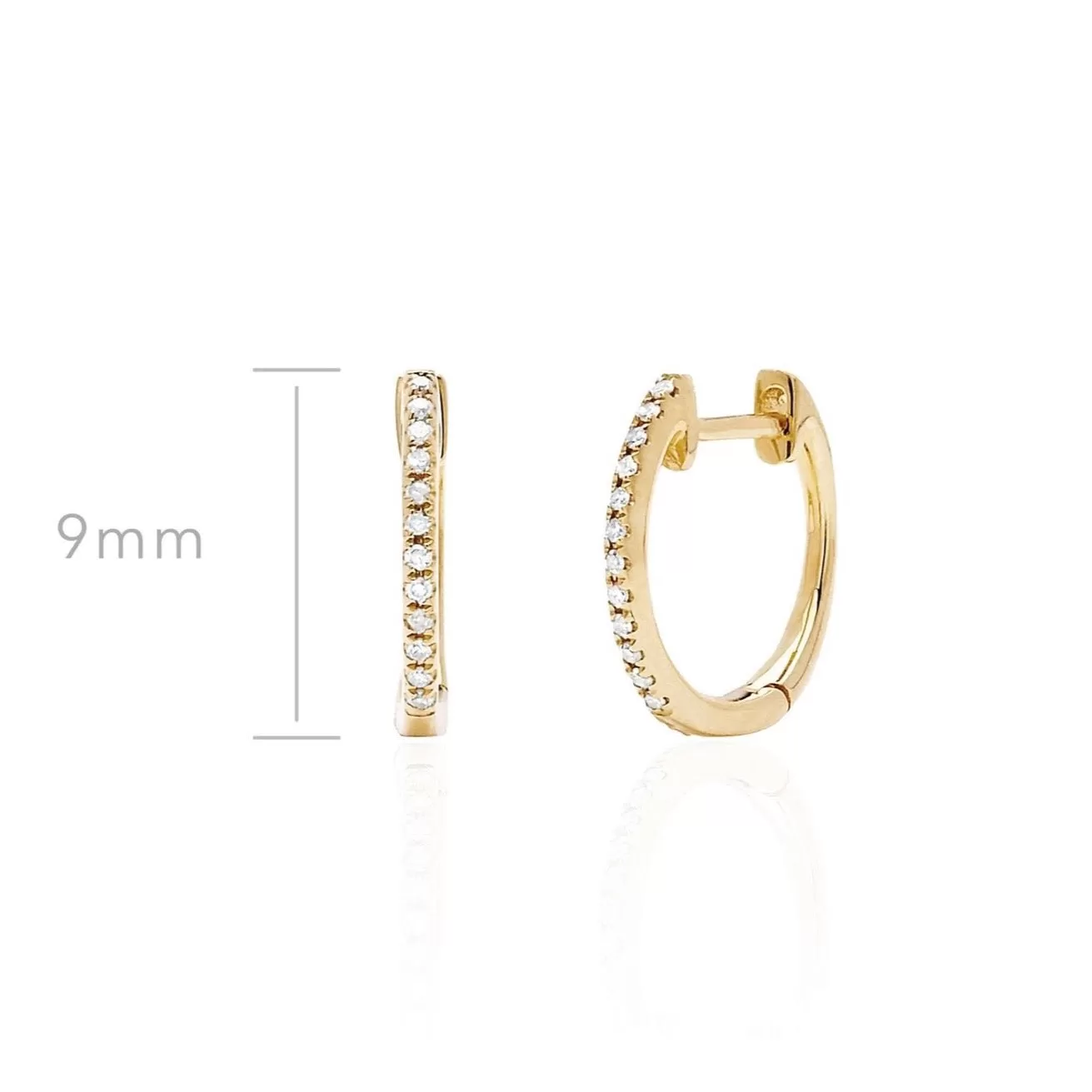 EF Collection - Diamond Mini Huggie Earrings, Yellow Gold