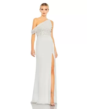 Embellished Drop Shoulder Column Gown