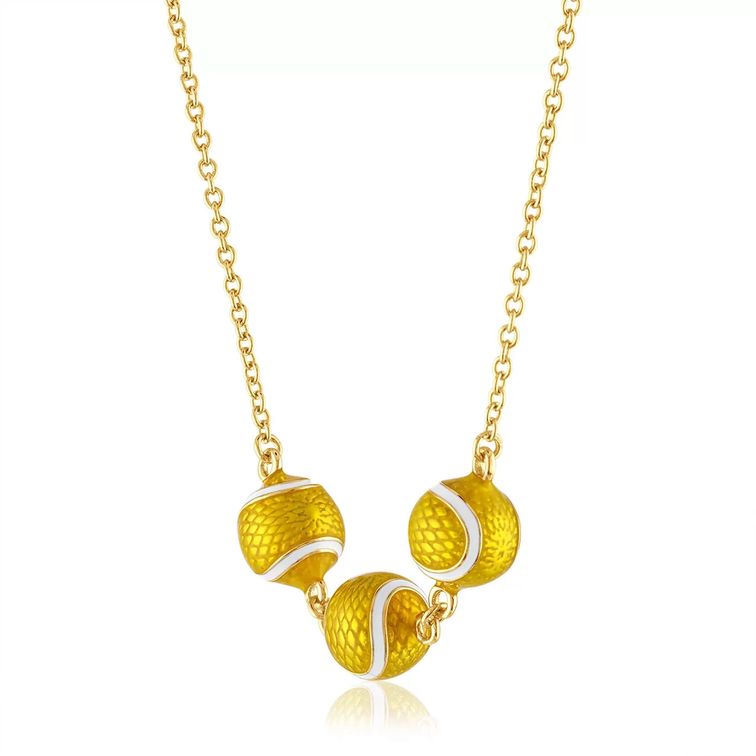 Enamel Three Tennis Ball Necklace