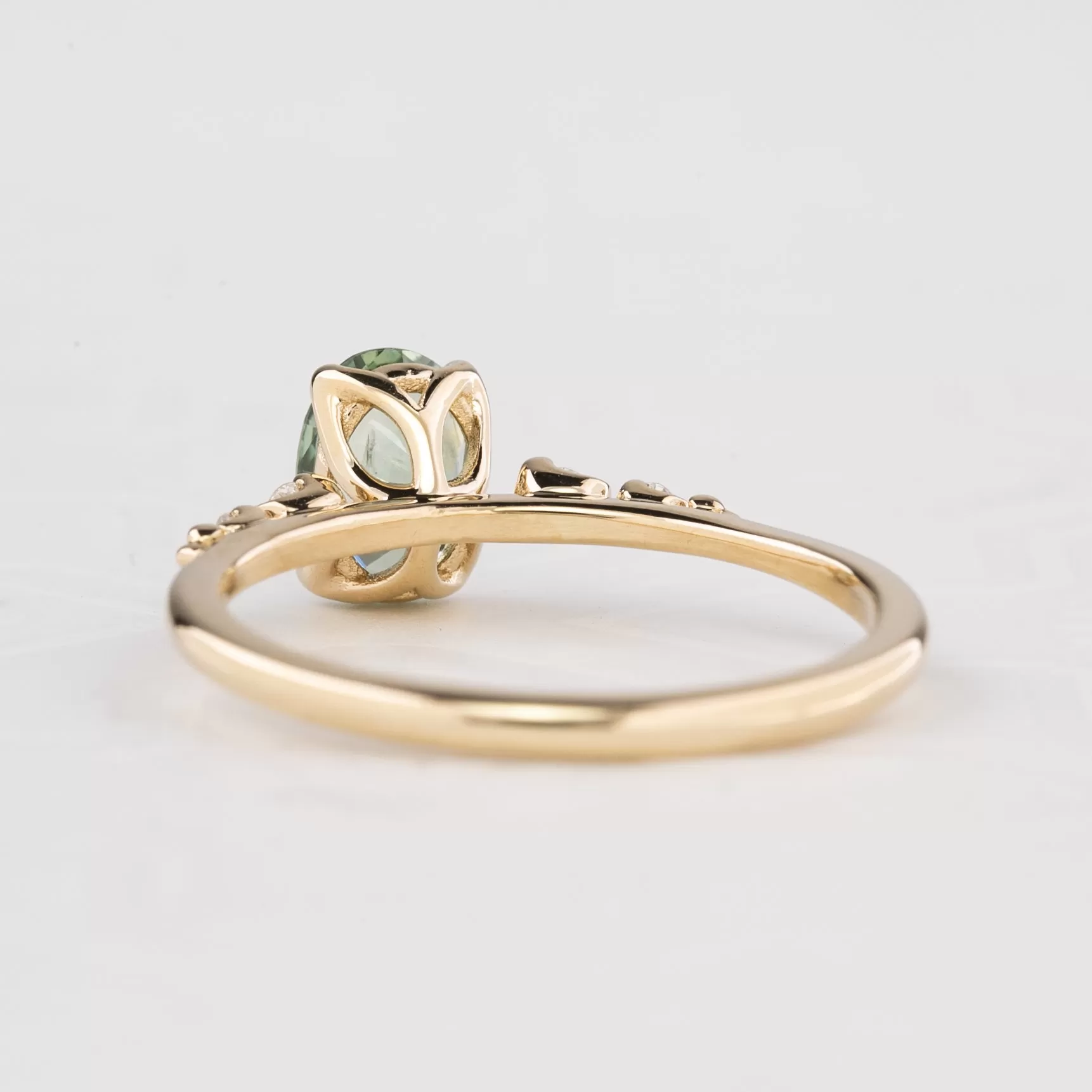 Estel Luxe Ring 0.99ct Mint Green Montana Sapphire, 14k Yellow Gold (One of a kind)