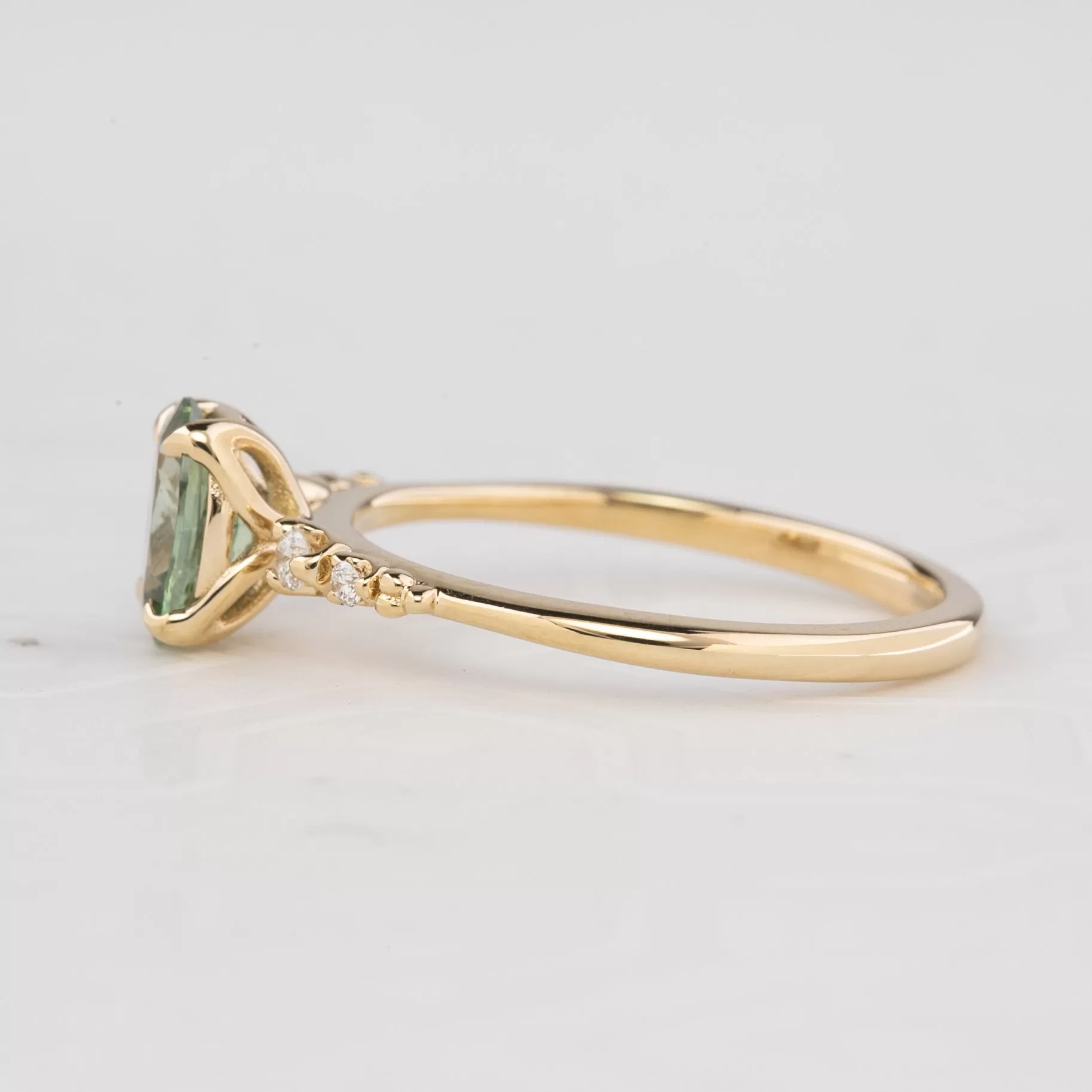 Estel Luxe Ring 0.99ct Mint Green Montana Sapphire, 14k Yellow Gold (One of a kind)