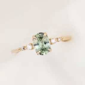 Estel Luxe Ring 0.99ct Mint Green Montana Sapphire, 14k Yellow Gold (One of a kind)