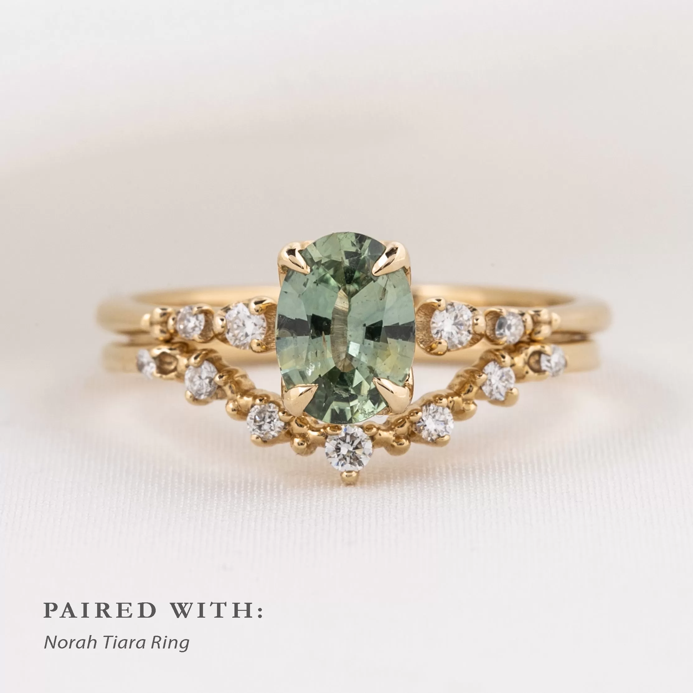 Estel Luxe Ring 0.99ct Mint Green Montana Sapphire, 14k Yellow Gold (One of a kind)