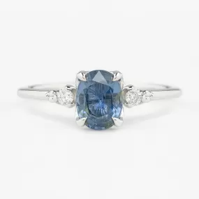 Estel Ring 1.42ct Oval Blue Sapphire, 14K White Gold (One of a kind)