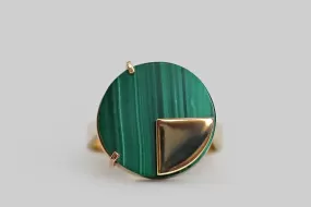 French Modernist Malachite Pie Chart Ring