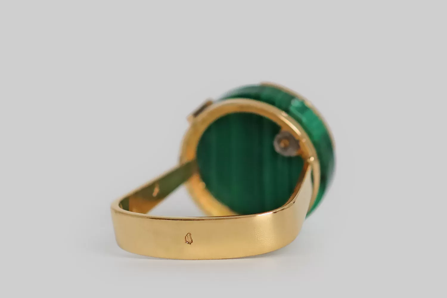 French Modernist Malachite Pie Chart Ring