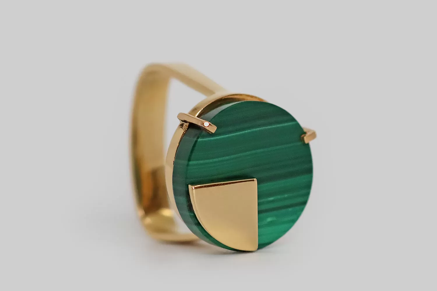 French Modernist Malachite Pie Chart Ring