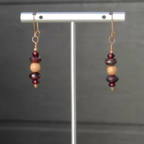 Garnet Gemstone and 14 kt Rose Gold fill Drop Earrings