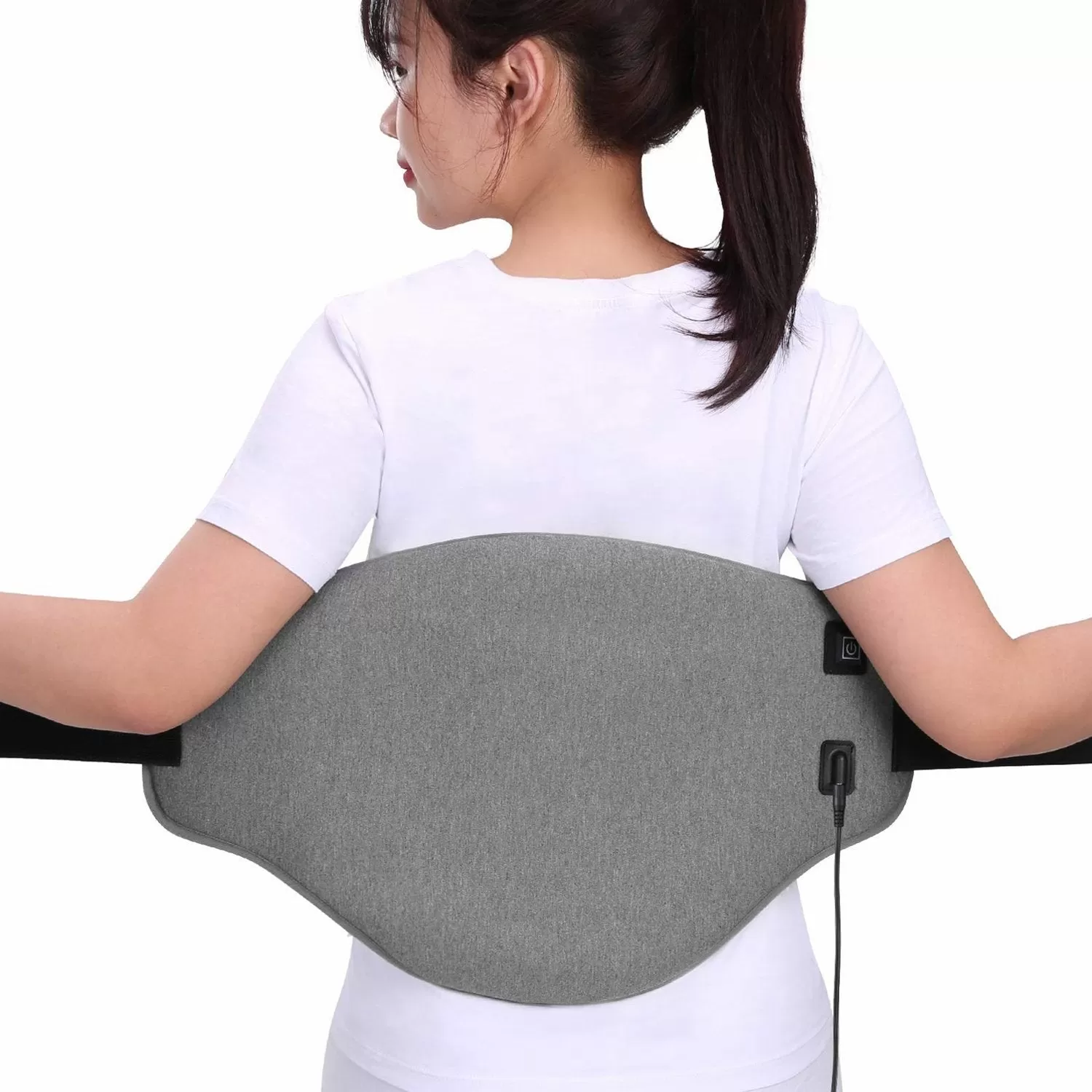 Gasky Electric Heating Pad for Lower Back & Shoulder & Abdomen, Large Waist Wrap Belt with Adjustable Flexible Straps, Portable Heating Pad Wraps 3 Heat Settings & 2 Hours Auto Off, Washable, 32 x 54 cm