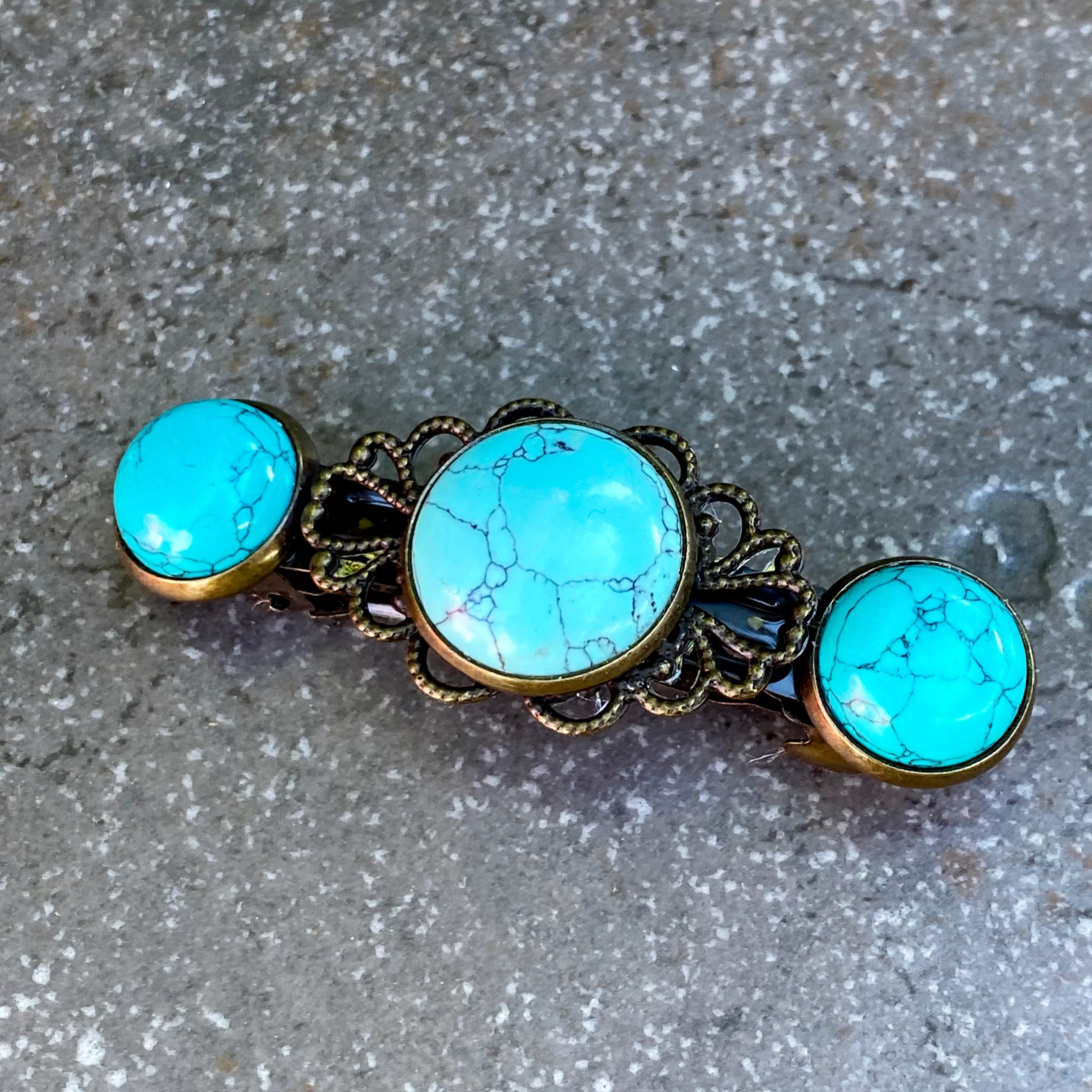 Genuine Gemstone on brass Metal Hairclips