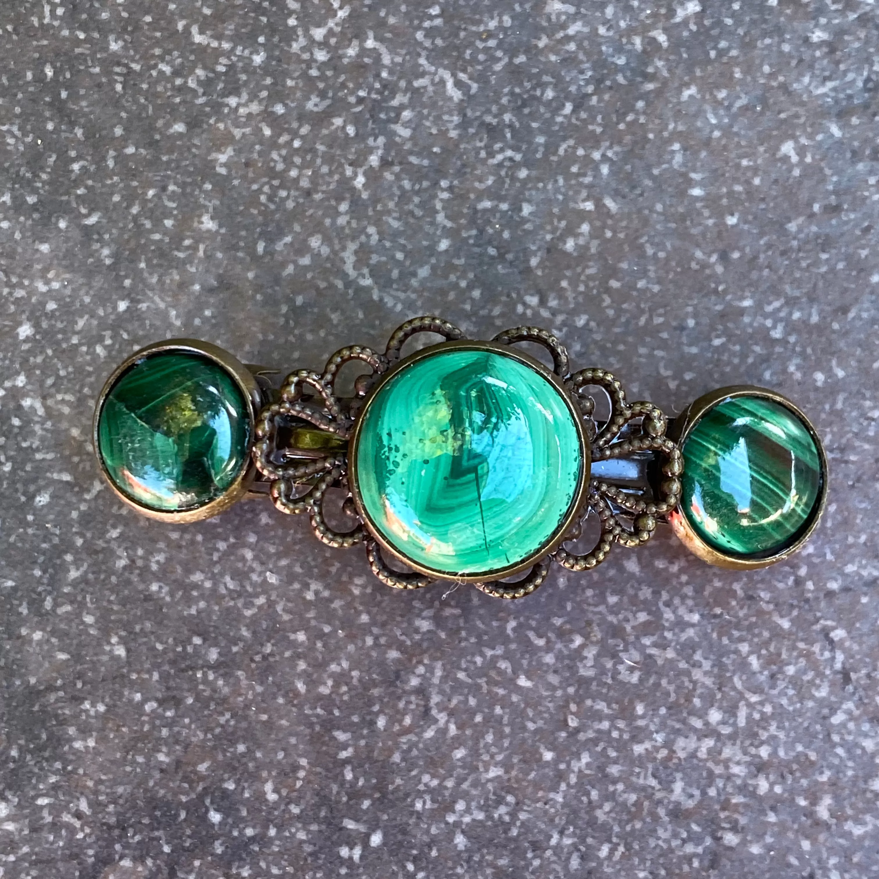 Genuine Gemstone on brass Metal Hairclips