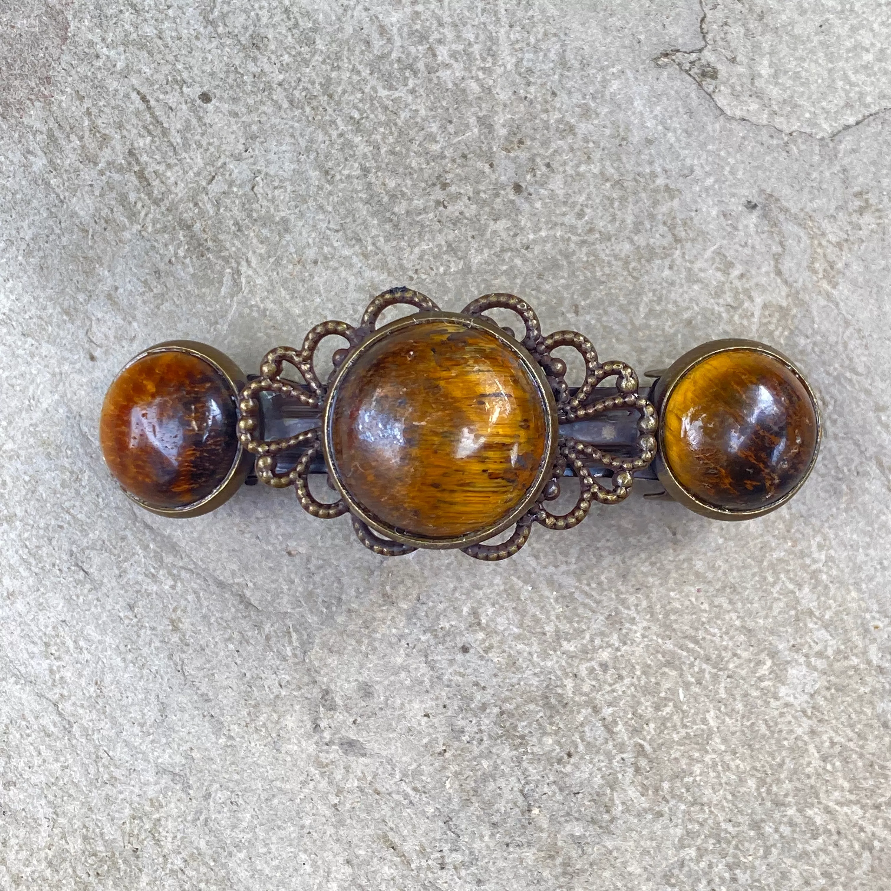 Genuine Gemstone on brass Metal Hairclips