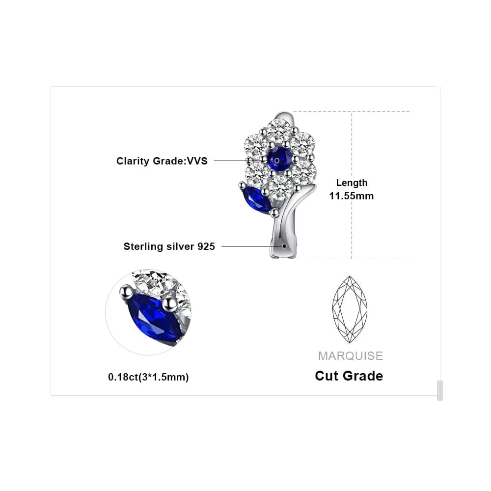 Girl Fashion Flower Created Sapphire Hoop Earrings - 925 Sterling Silver