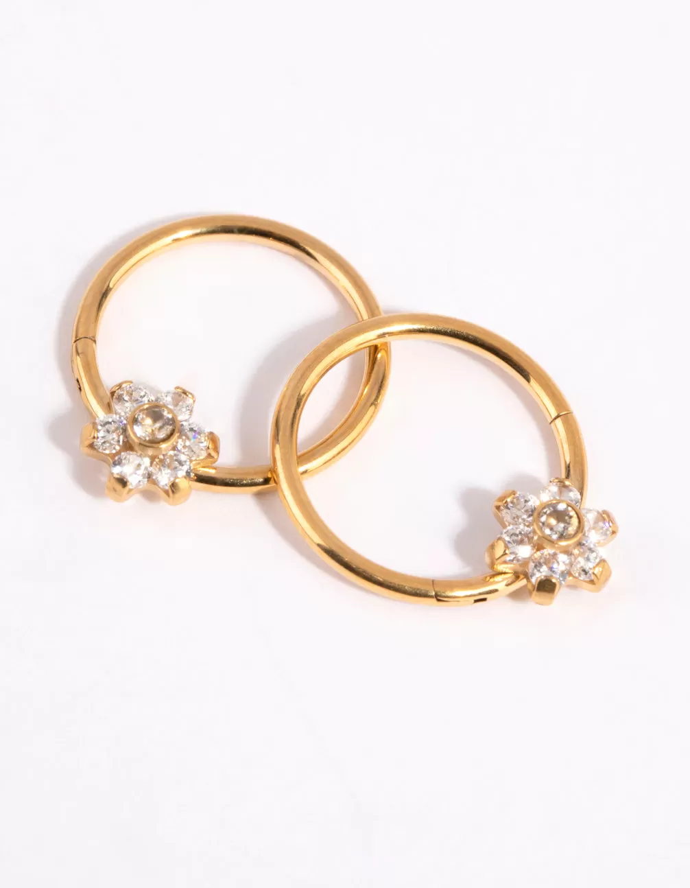 Gold Plated Surgical Steel Small Flower Hoop Earrings