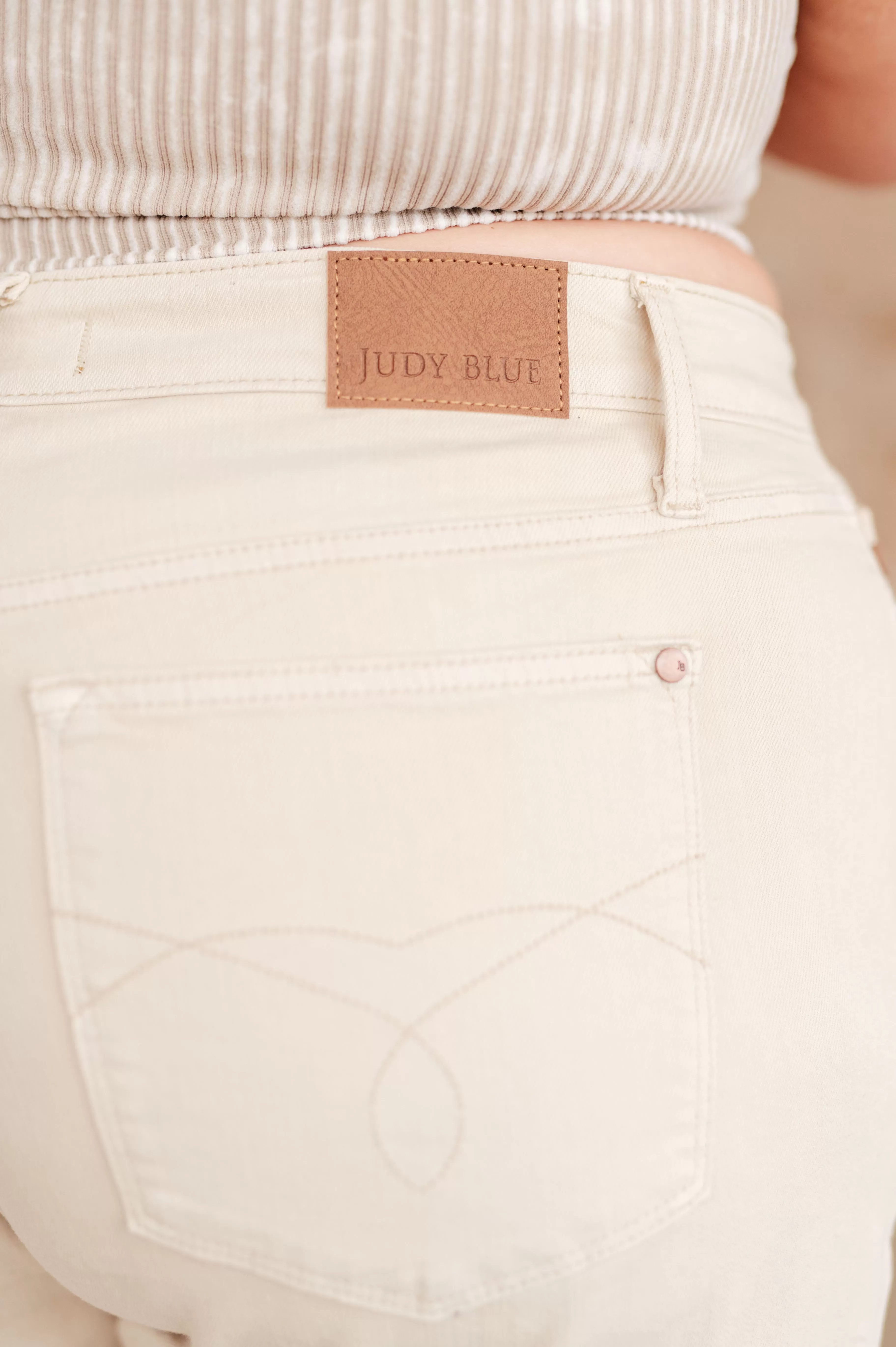 Greta High Rise Garment Dyed Shorts in Bone by Judy Blue