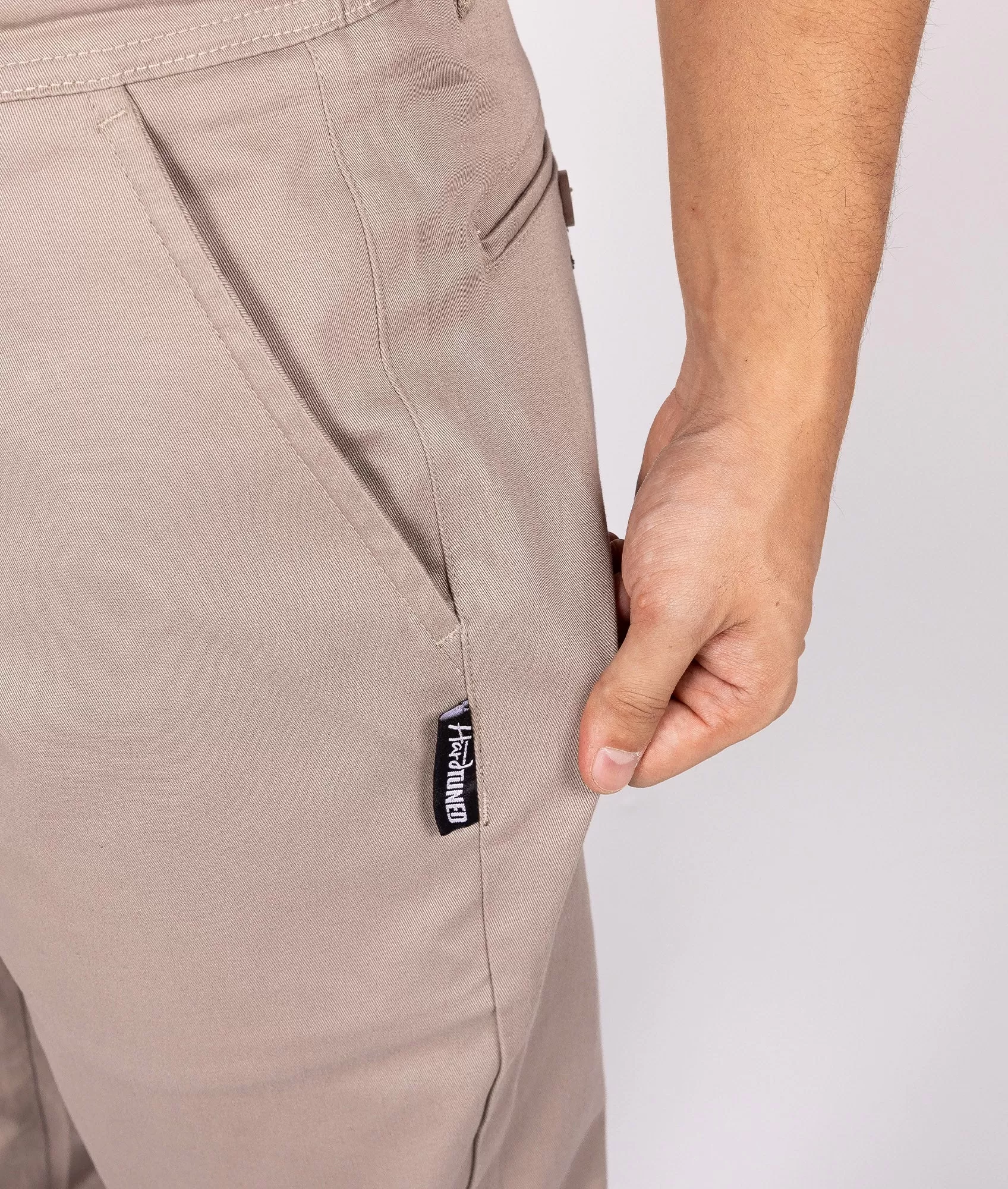 HardTuned Grid Cuffed Chinos - Tan