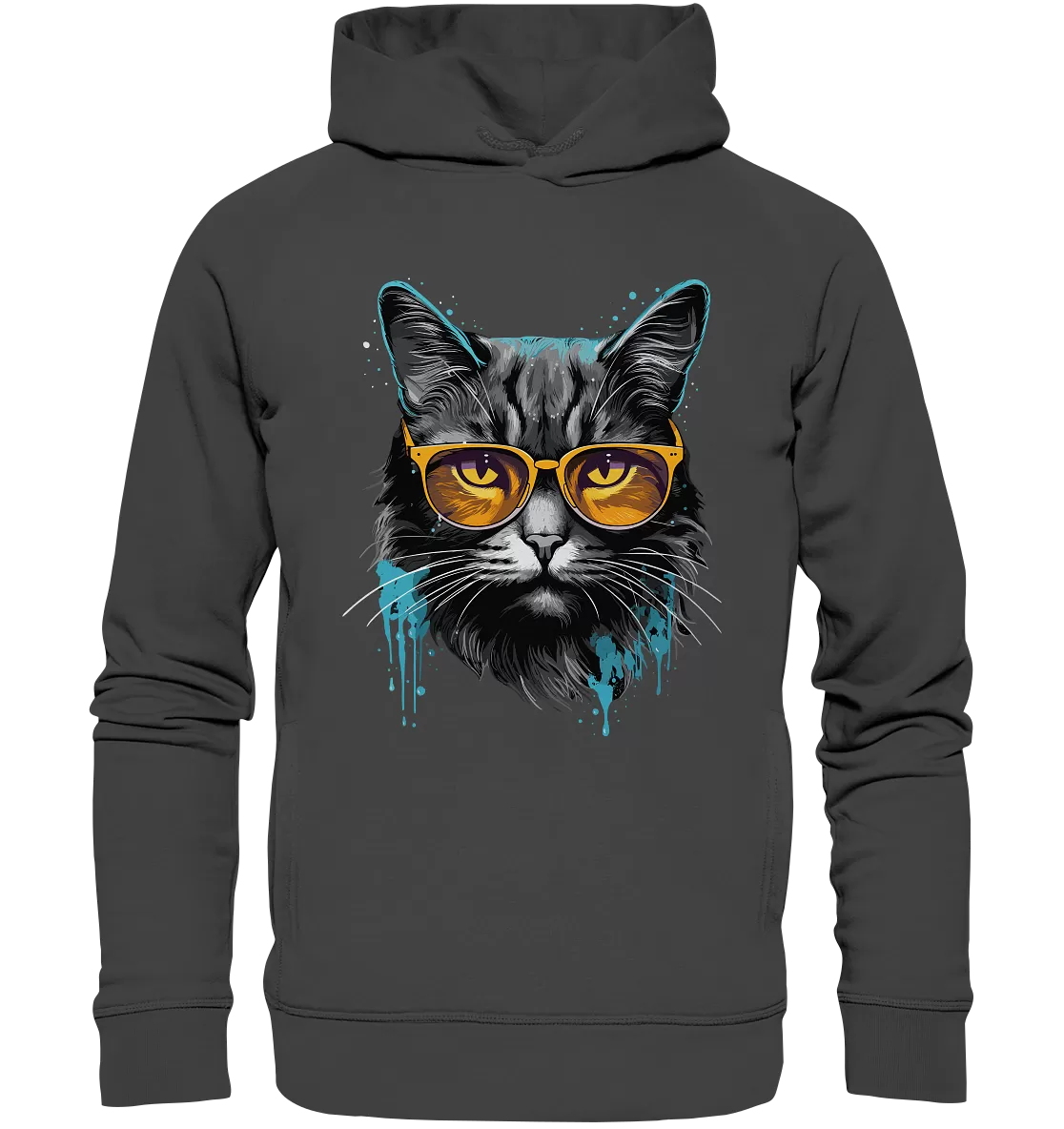 Herren Hoodie mit Katzenmotiv „Blue Splash Cat“