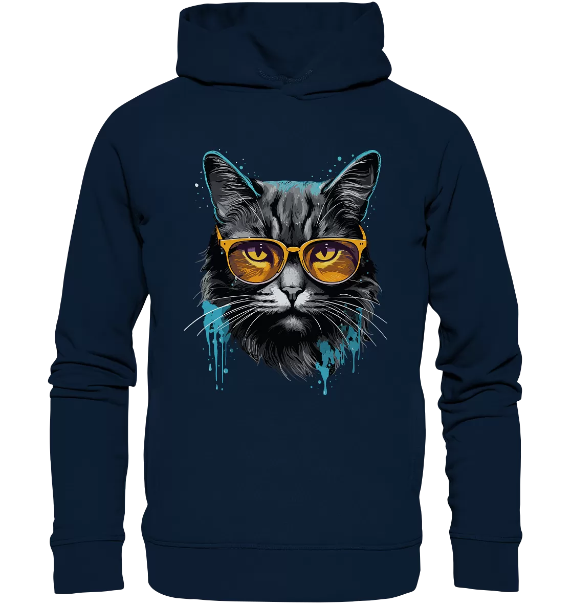 Herren Hoodie mit Katzenmotiv „Blue Splash Cat“