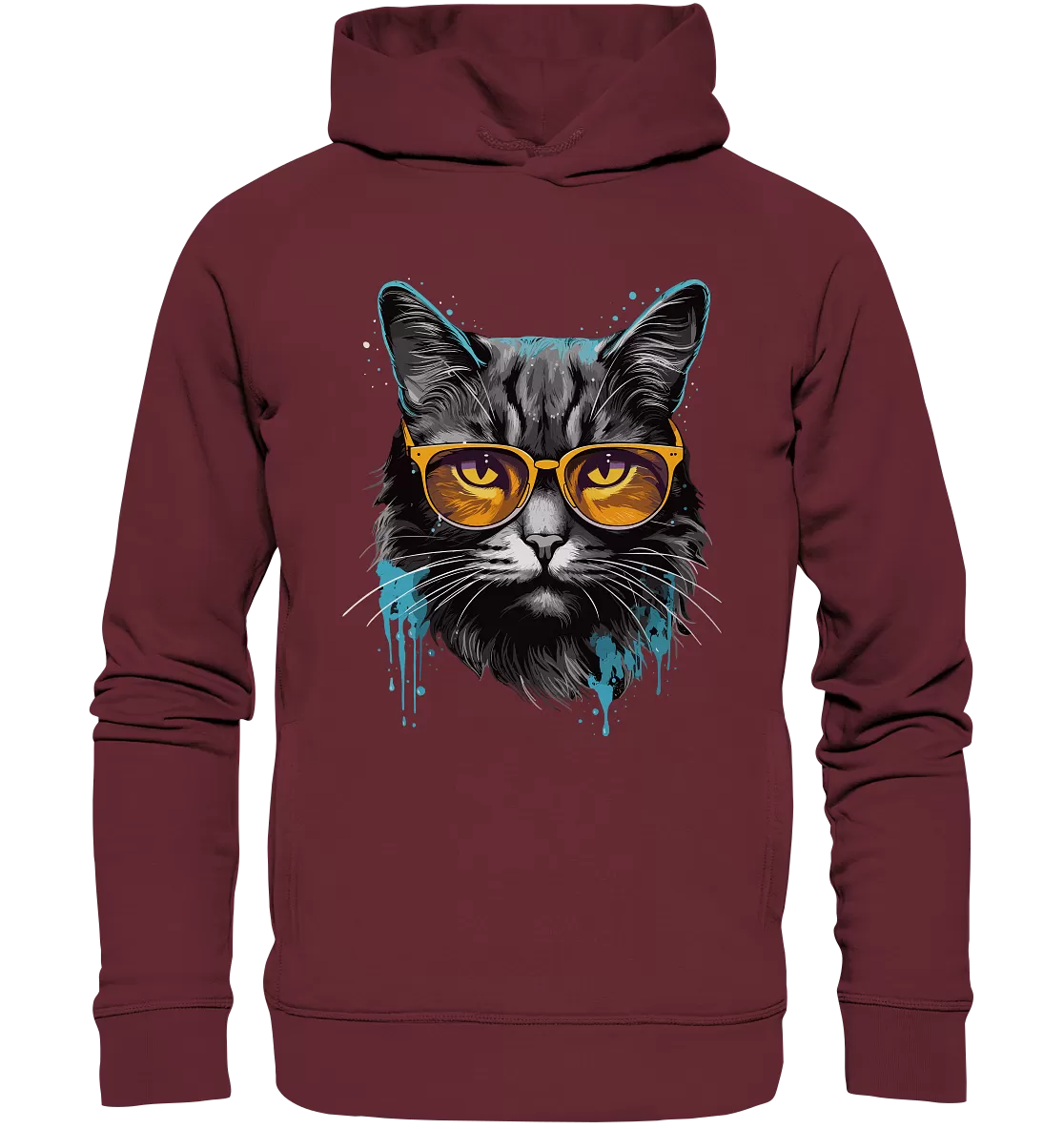 Herren Hoodie mit Katzenmotiv „Blue Splash Cat“