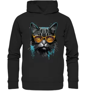 Herren Hoodie mit Katzenmotiv „Blue Splash Cat“