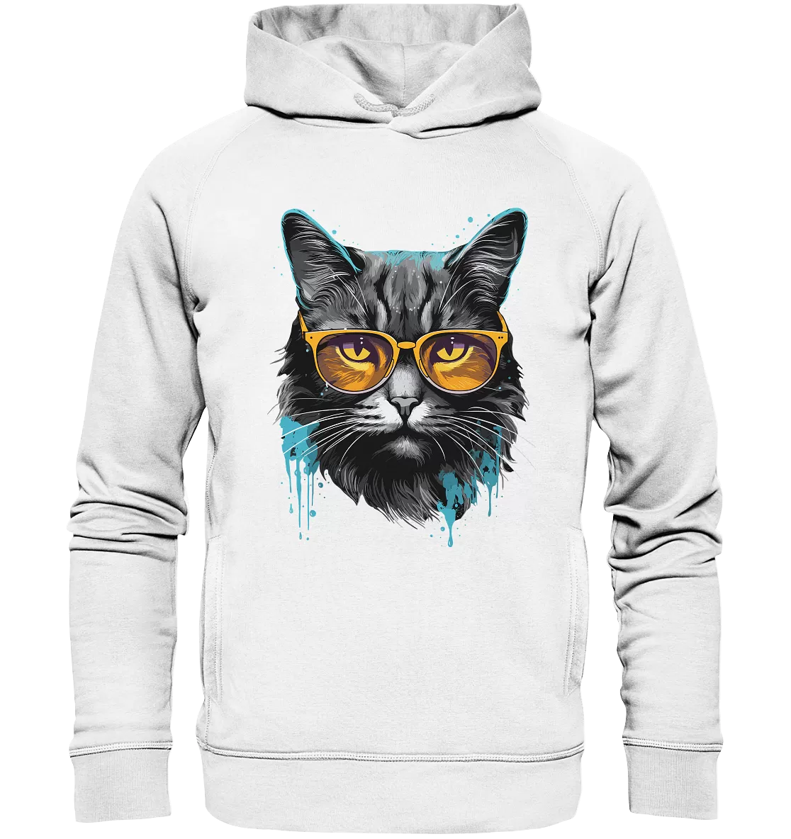 Herren Hoodie mit Katzenmotiv „Blue Splash Cat“