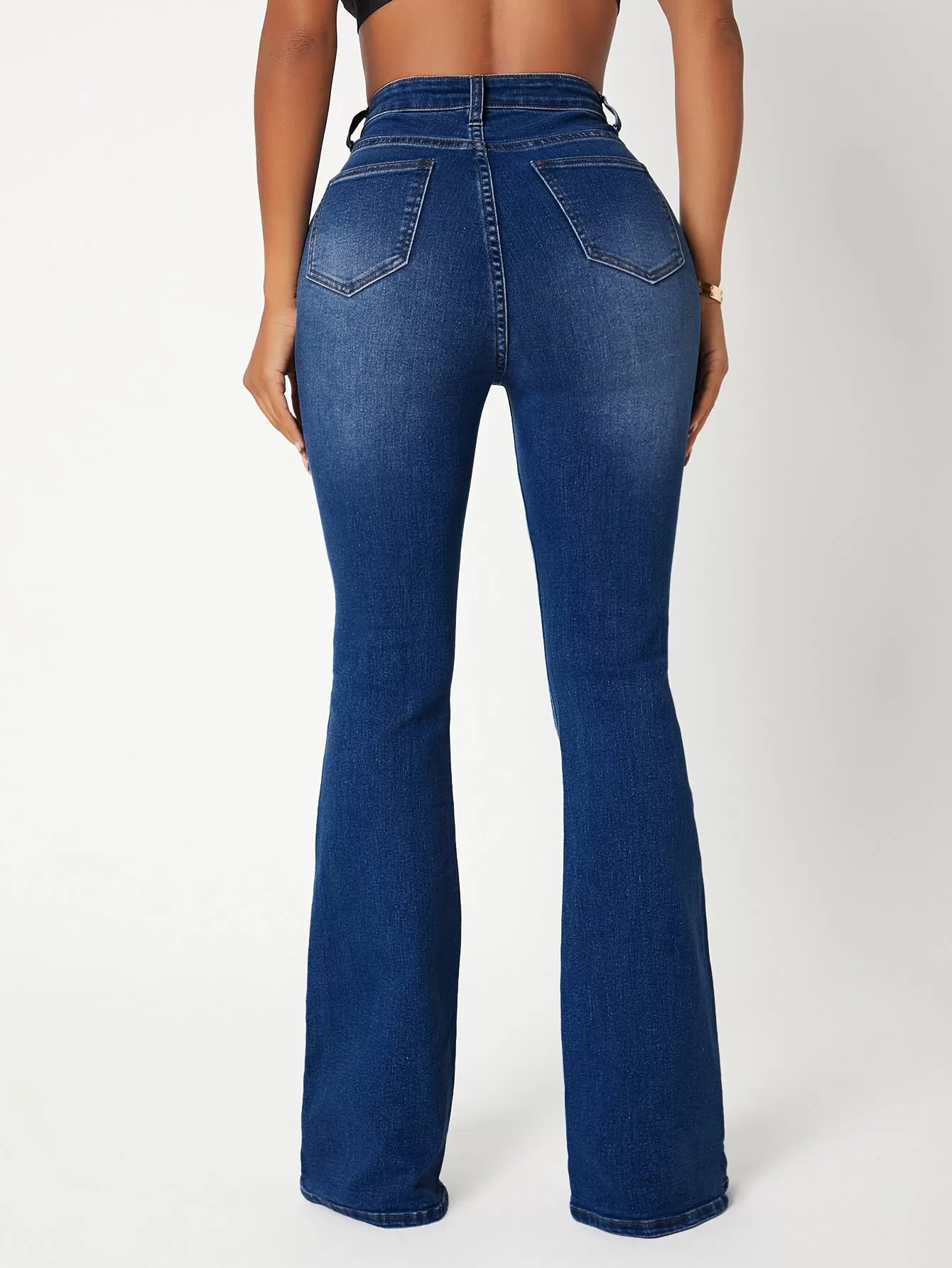 High Waist Ripped Detail Flare Leg Jeans