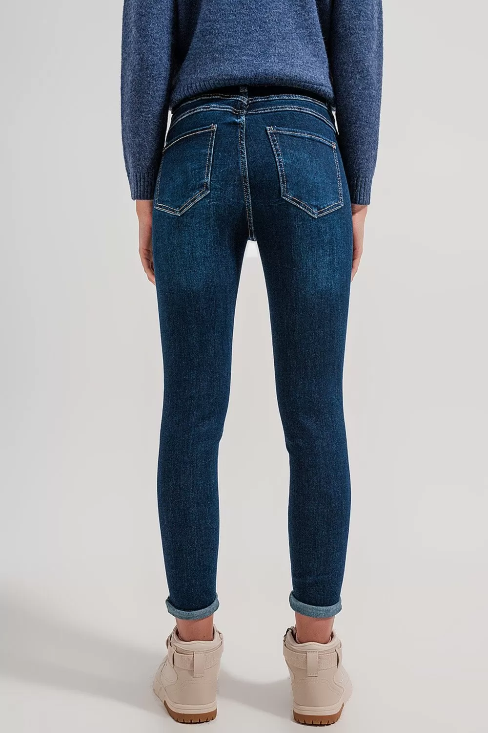 High Waist Skinny Fit Jeans in Dark Blue