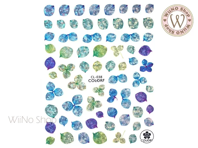 Holographic Hydrangea Flower Adhesive Nail Art Sticker - 1 pc (CL-038)