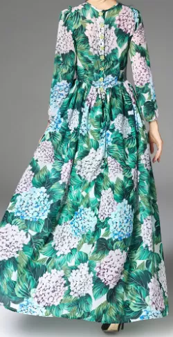 Hydrangea Print Maxi Dress