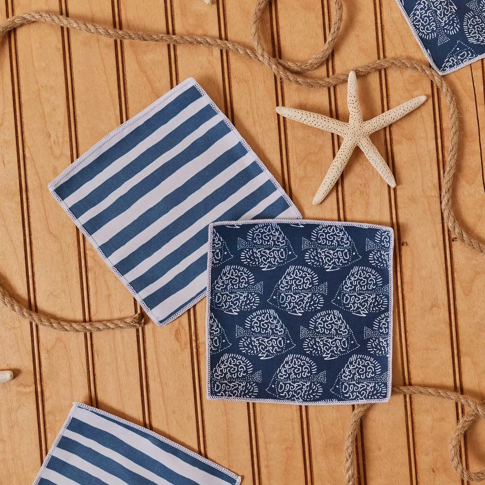 Indigo Fish blu Kitchen Reusable Cocktail Napkins (Set of 8)