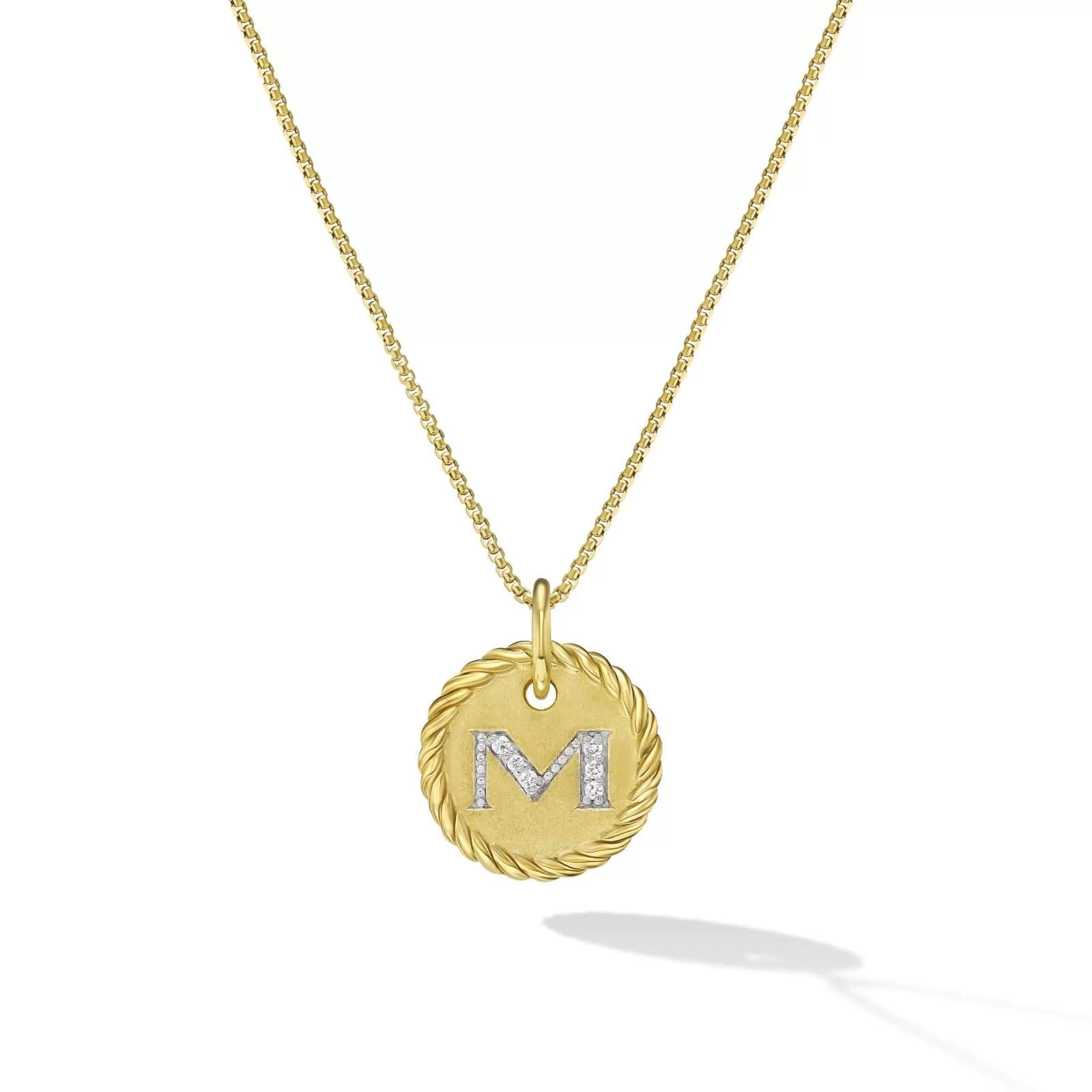 Initial M Cable Collectable Enhancer in 18k Yellow Gold with Diamonds