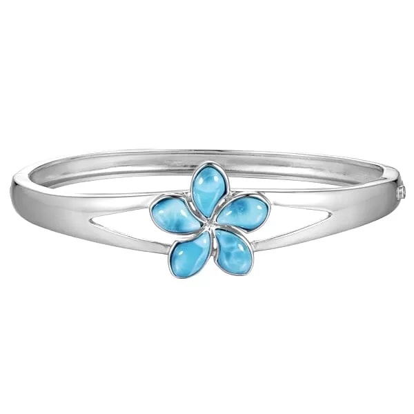 Larimar Plumeria Bangle