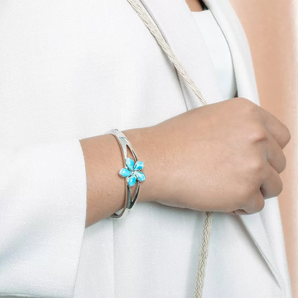 Larimar Plumeria Bangle