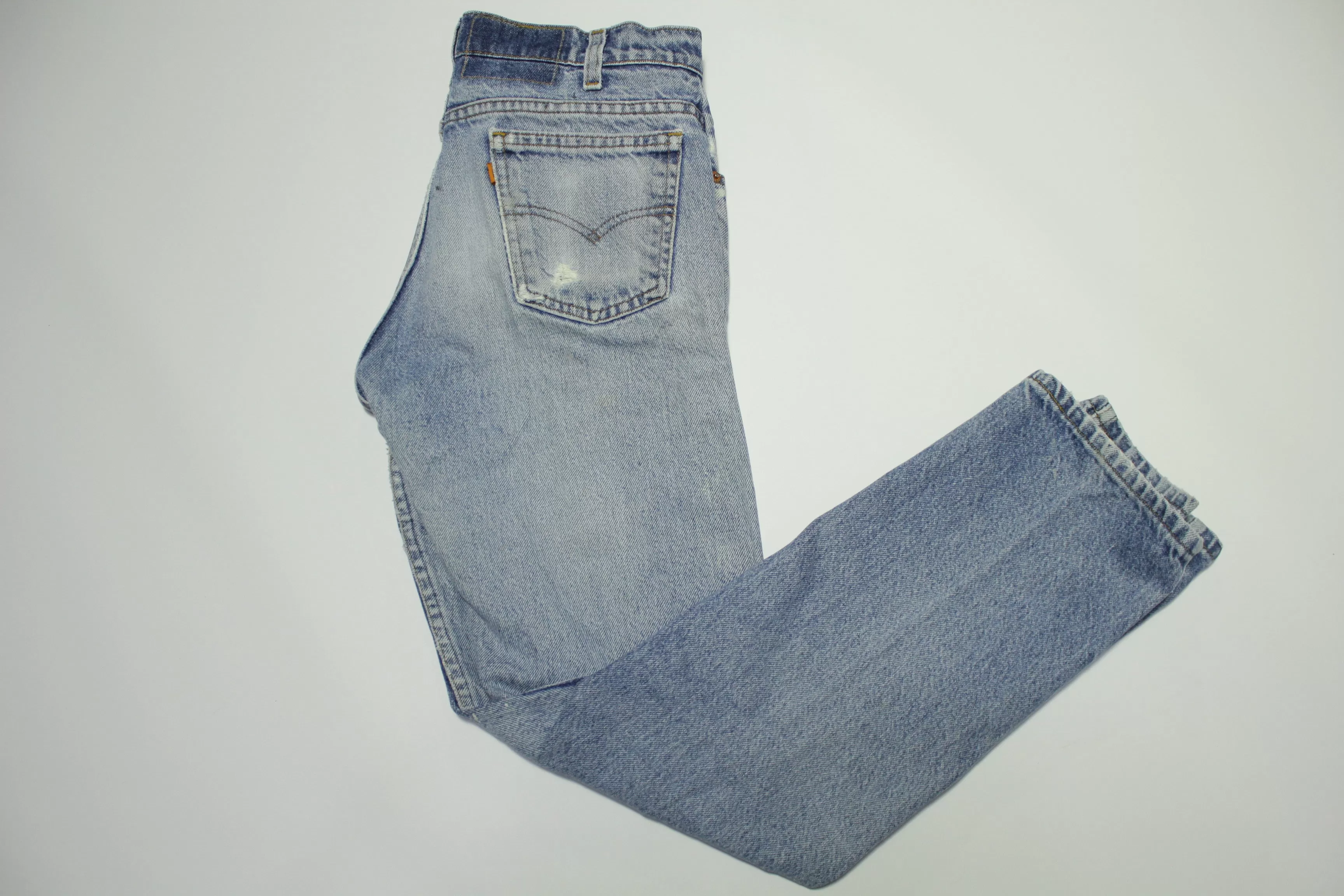 Levis 505 Distressed Vintage 80's Denim Grunge Punk Orange Tab Blue Jeans