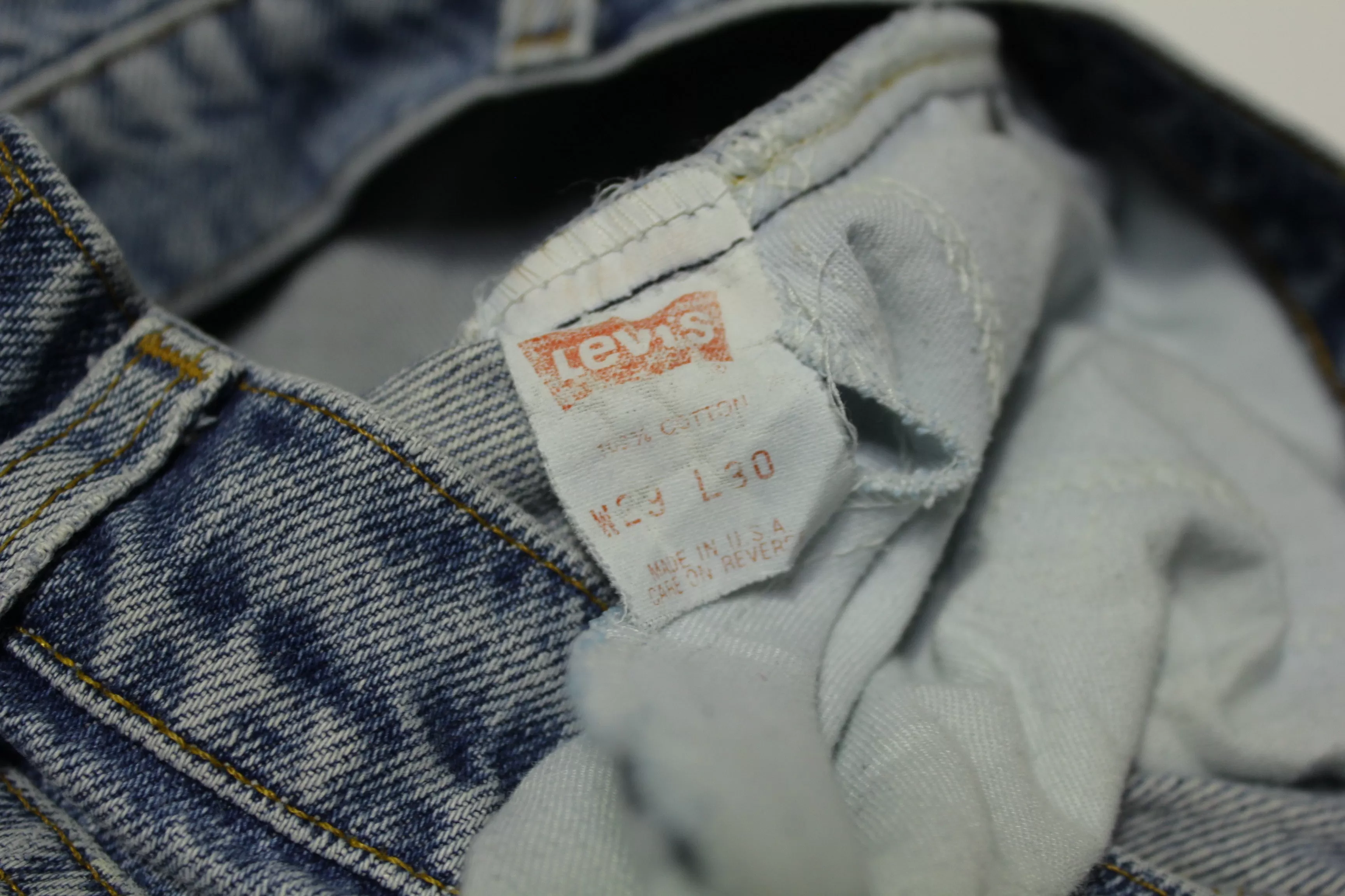 Levis 505 Distressed Vintage 80's Denim Grunge Punk Orange Tab Blue Jeans