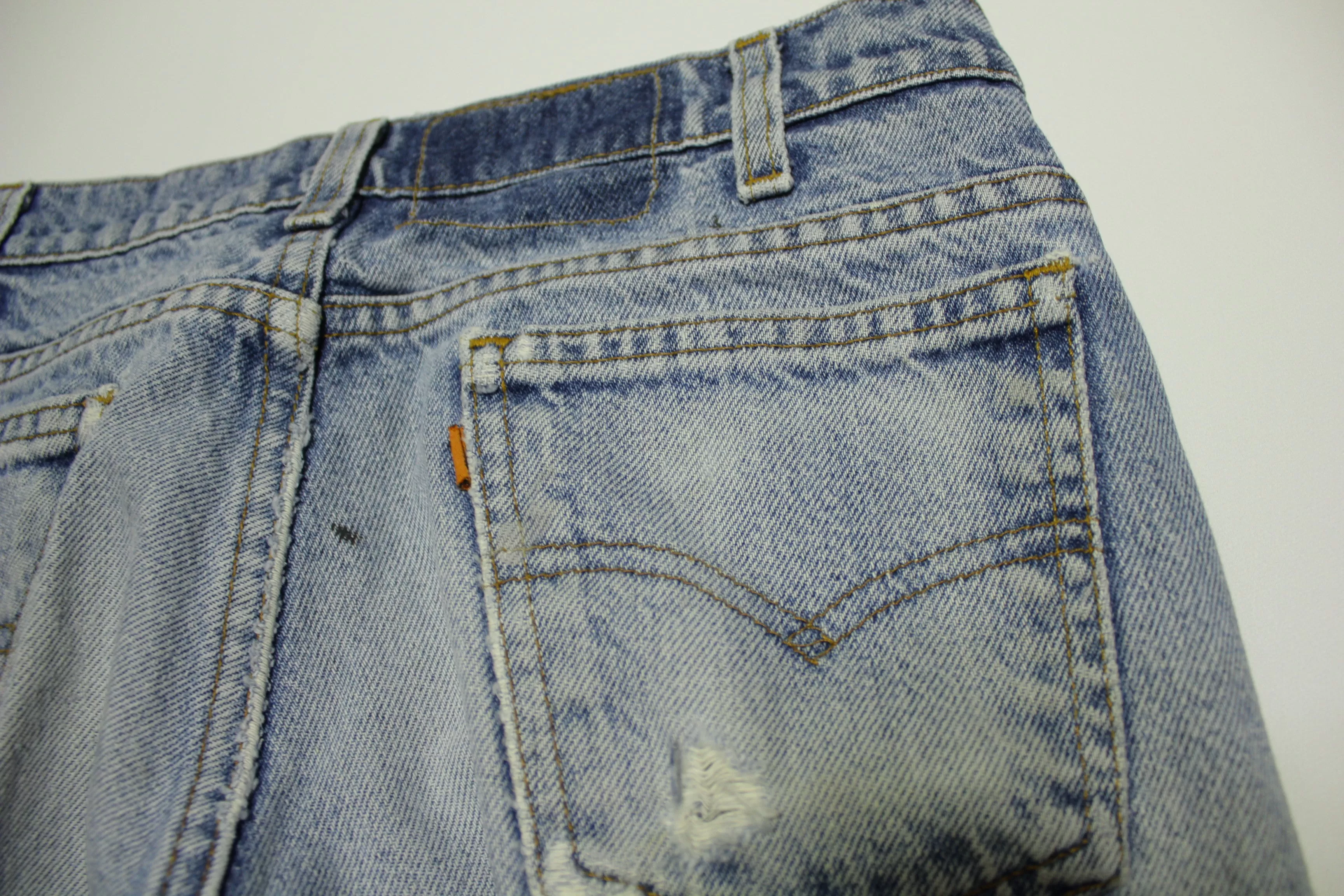 Levis 505 Distressed Vintage 80's Denim Grunge Punk Orange Tab Blue Jeans