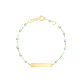 Little Gigi Jade bracelet, Rectangle plaque, Yellow Gold, 5.1"