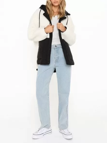 LOST IN LUNAR Halle Hooded Sherpa Jacket