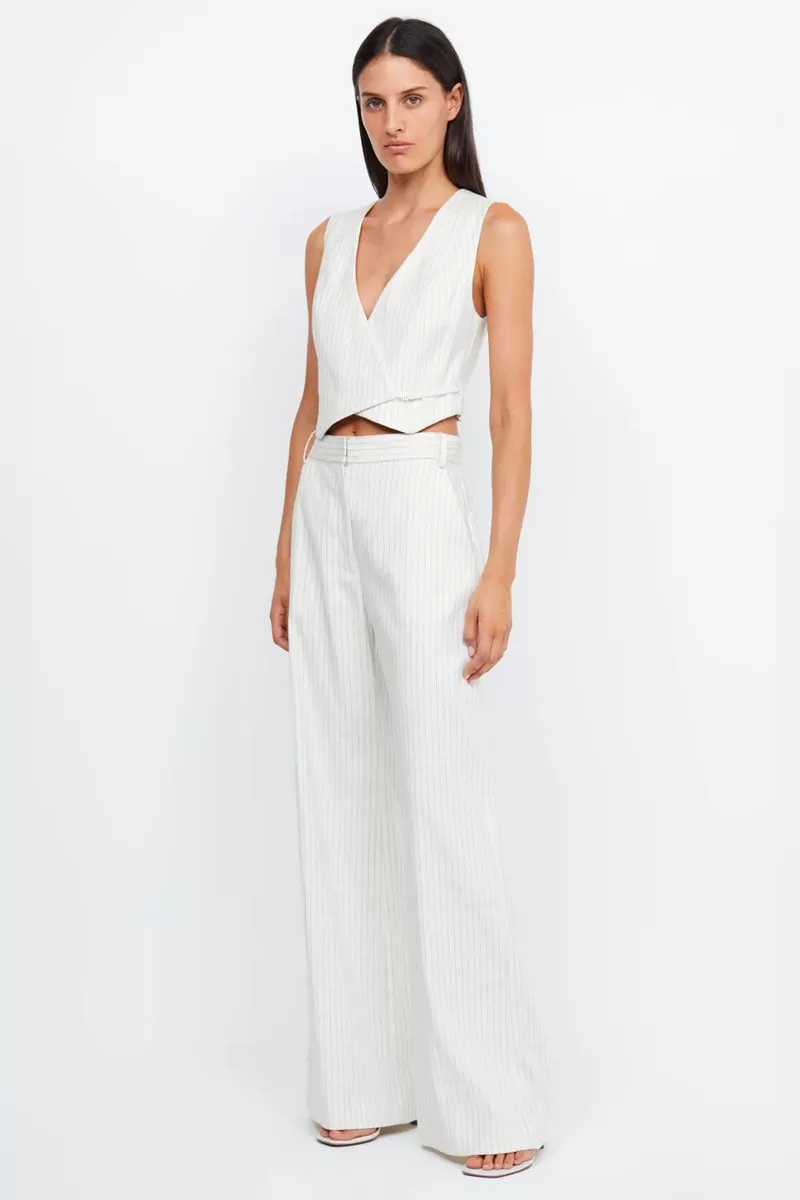 LOU PINSTRIPE VEST-IVORY PINSTRIPE