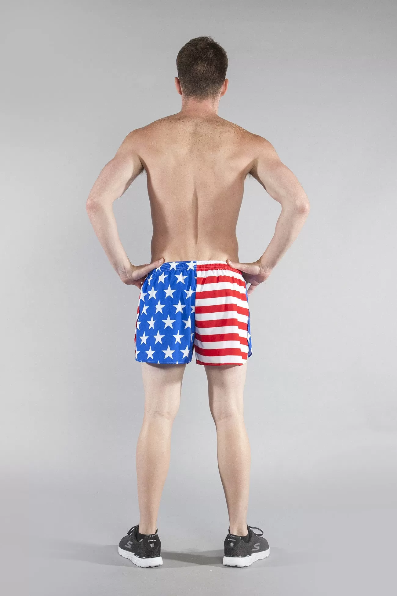 Men's 3" Half Split Shorts- American Flag