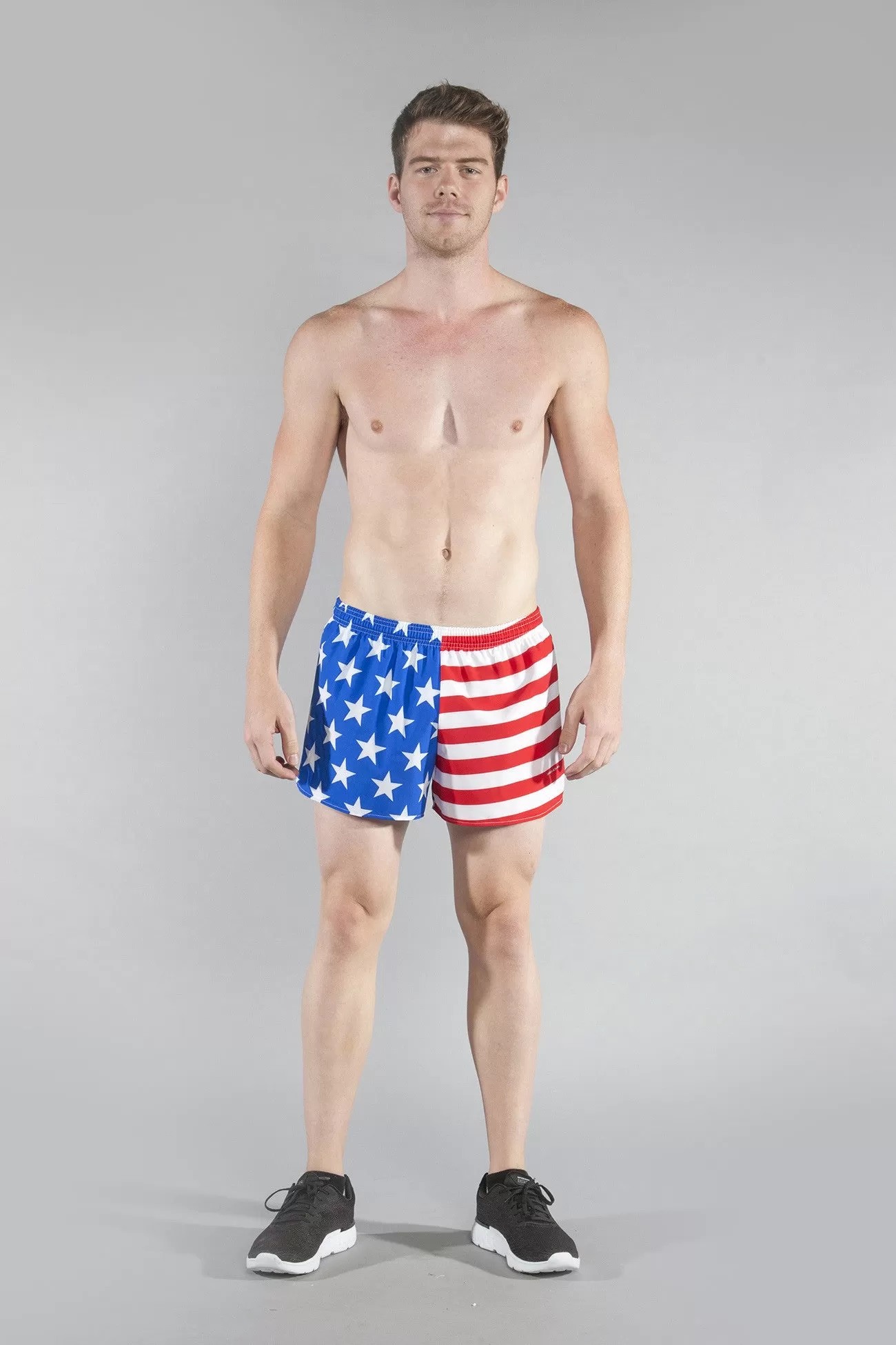 Men's 3" Half Split Shorts- American Flag