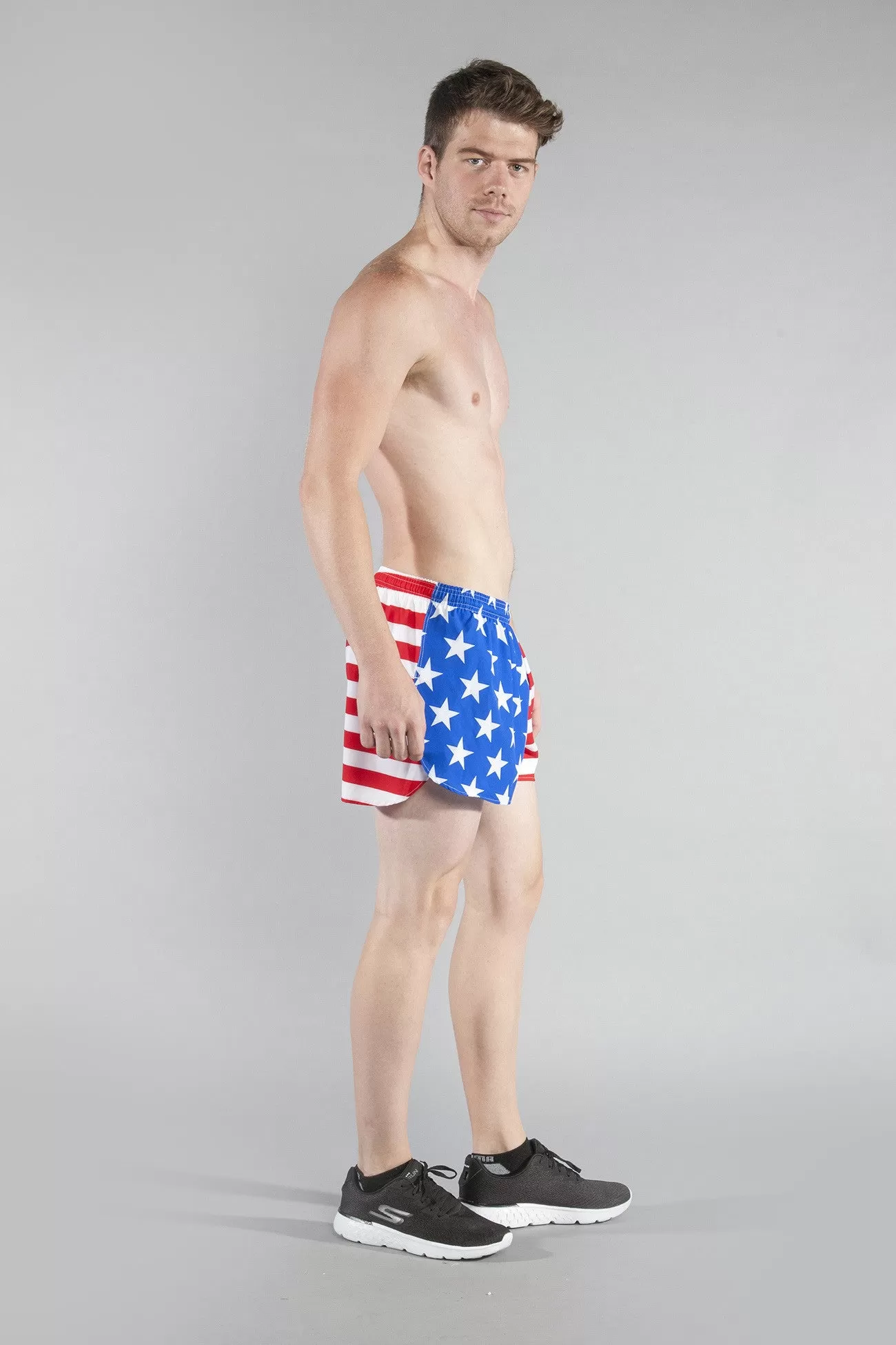 Men's 3" Half Split Shorts- American Flag