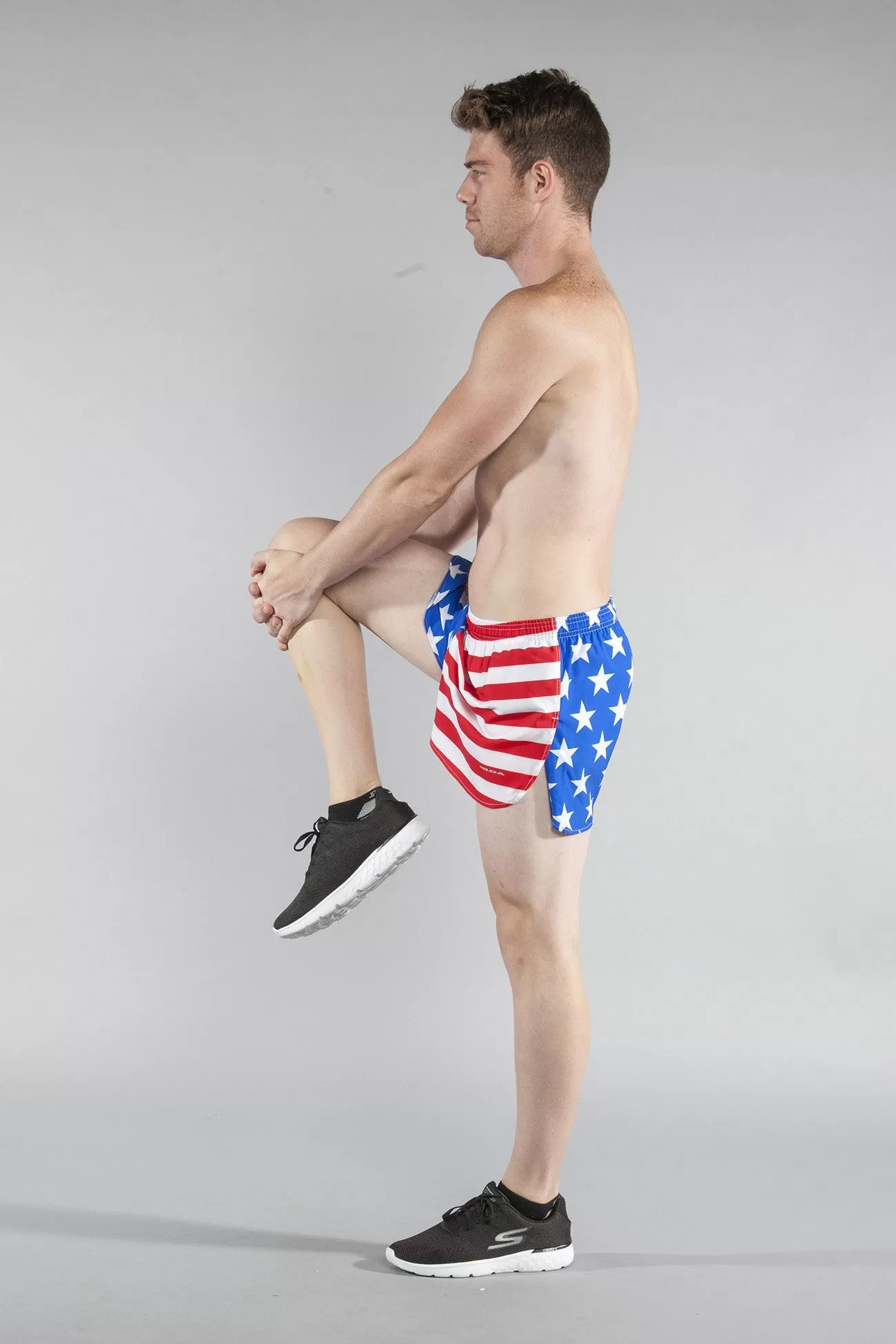 Men's 3" Half Split Shorts- American Flag