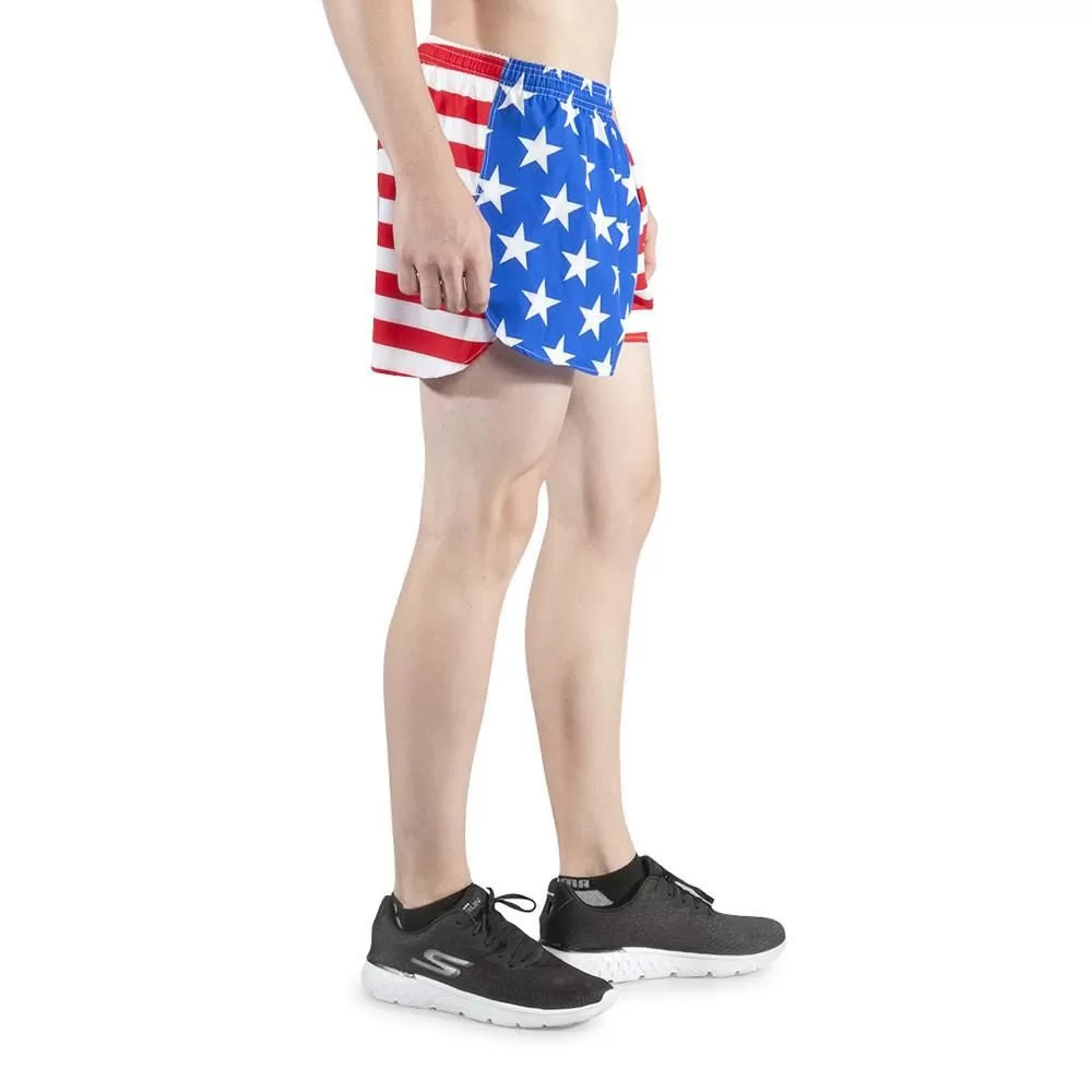 Men's 3" Half Split Shorts- American Flag